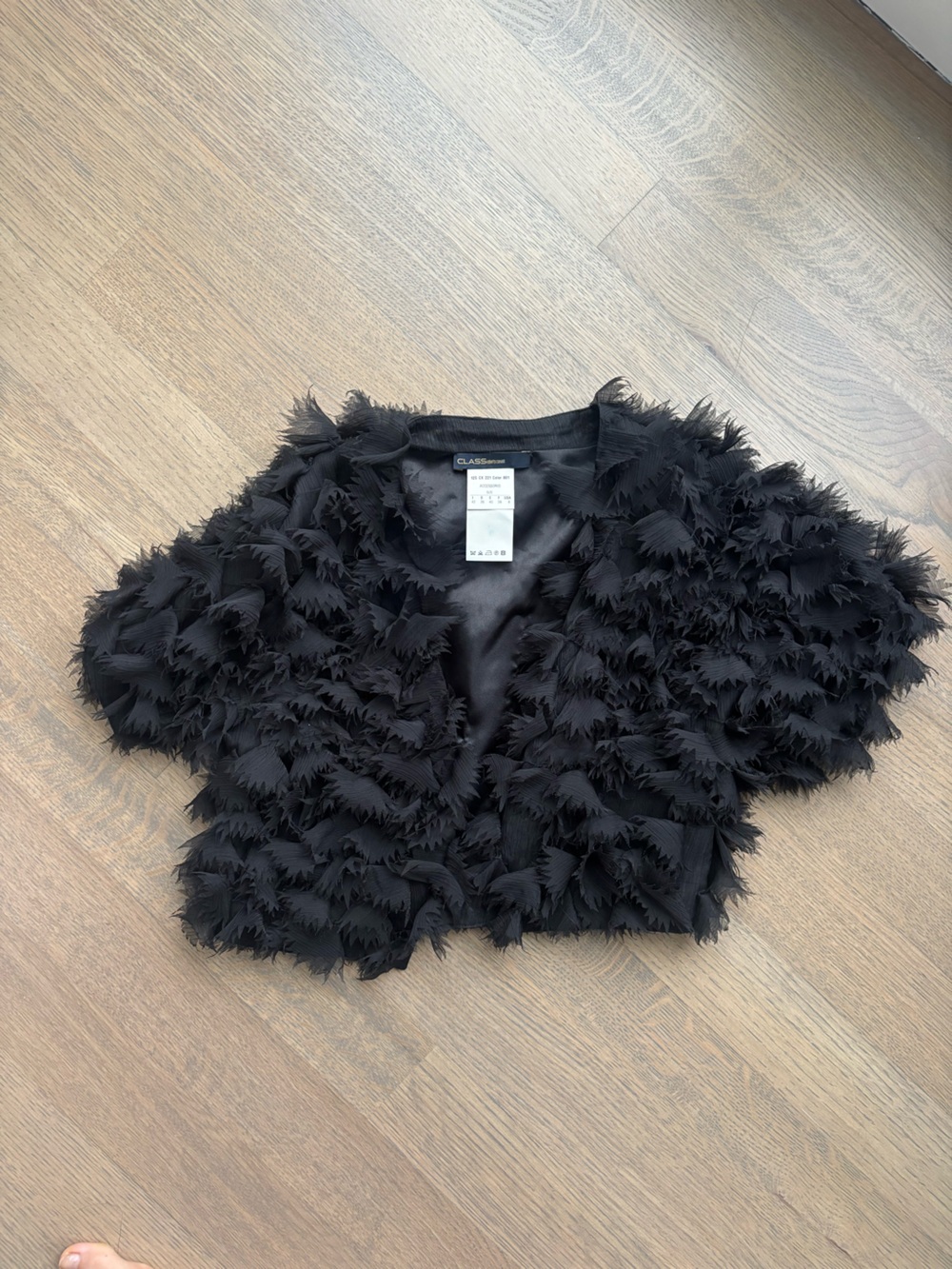 Cavalli Class Black Feather Textured Bolero Jacket